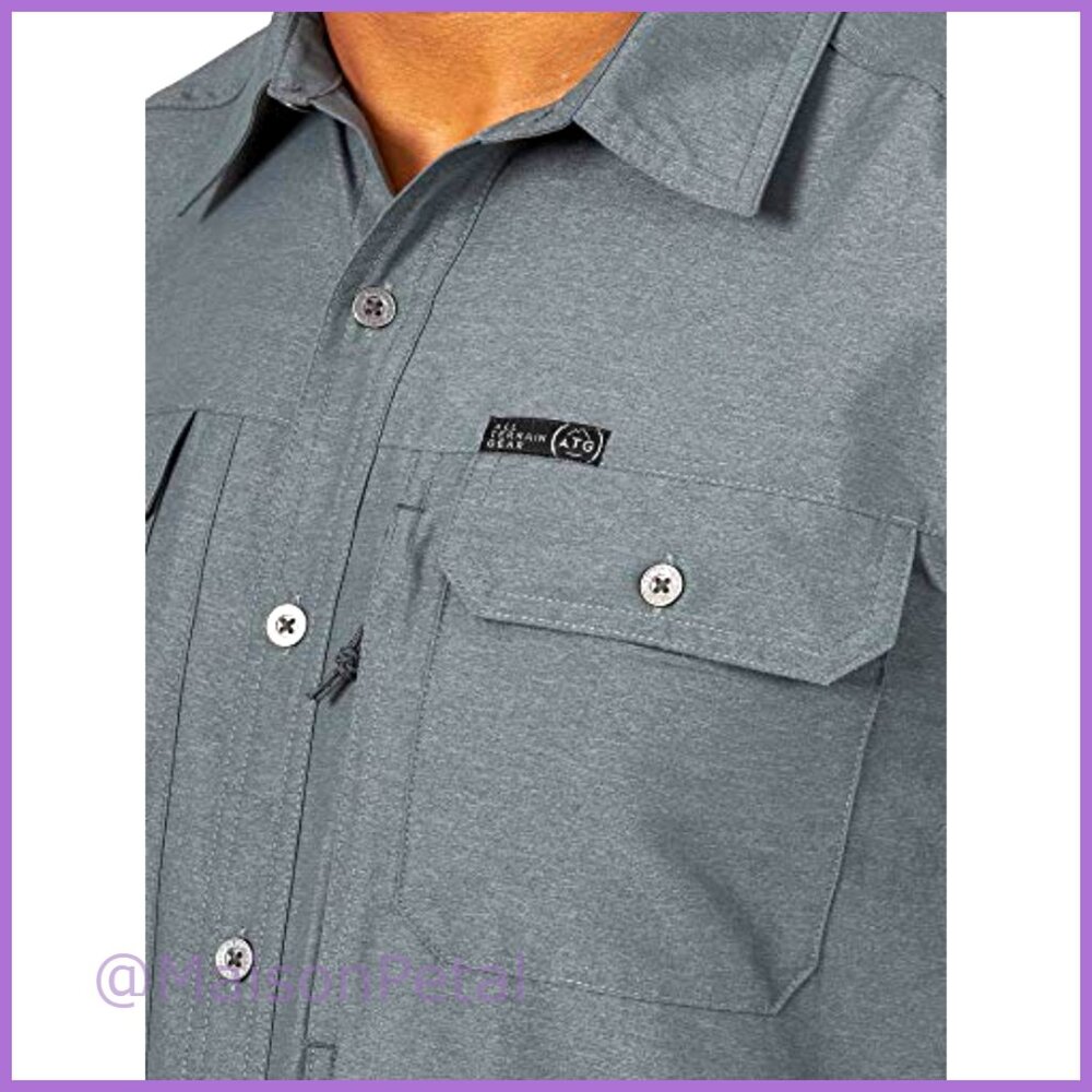 Long Sleeve Mixed Material Button-Down Shirt With… - image 3